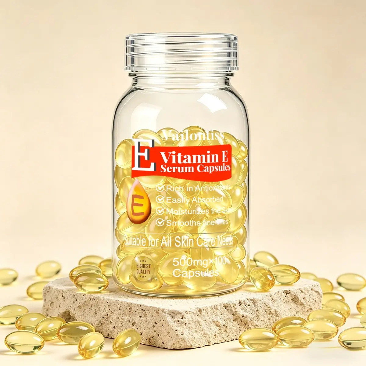 Vitamin E Antioxidant Serum Capsules, 100 Pieces-Powerful Anti-Wrinkle & Skin Repair, Deep Hydration, Fast-Absorbing, Lightweight & Non-Greasy Formula