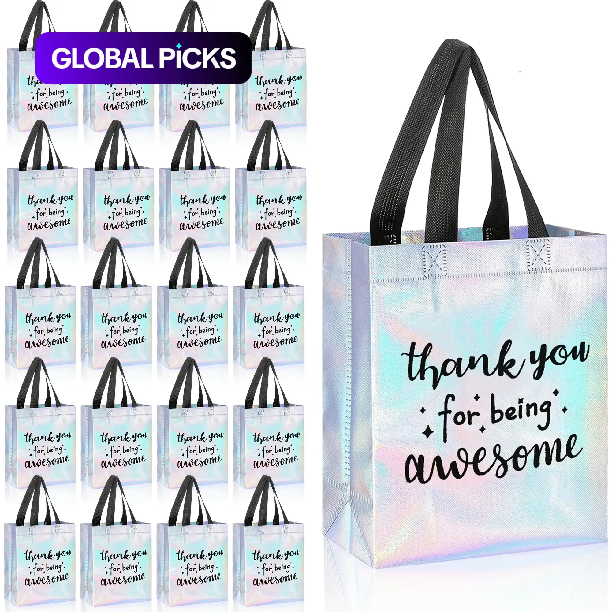 20pcs Thank You Gift Bags for Employee Appreciation, Teacher Appreciation Gifts, Laser Silvery Awesome Style Gift Bags for Teachers, Students and Coworkers, Graduation Gift Wrapping, Gift Wrapping Supplies, Gift Wrapped #GLOBAL PICKS