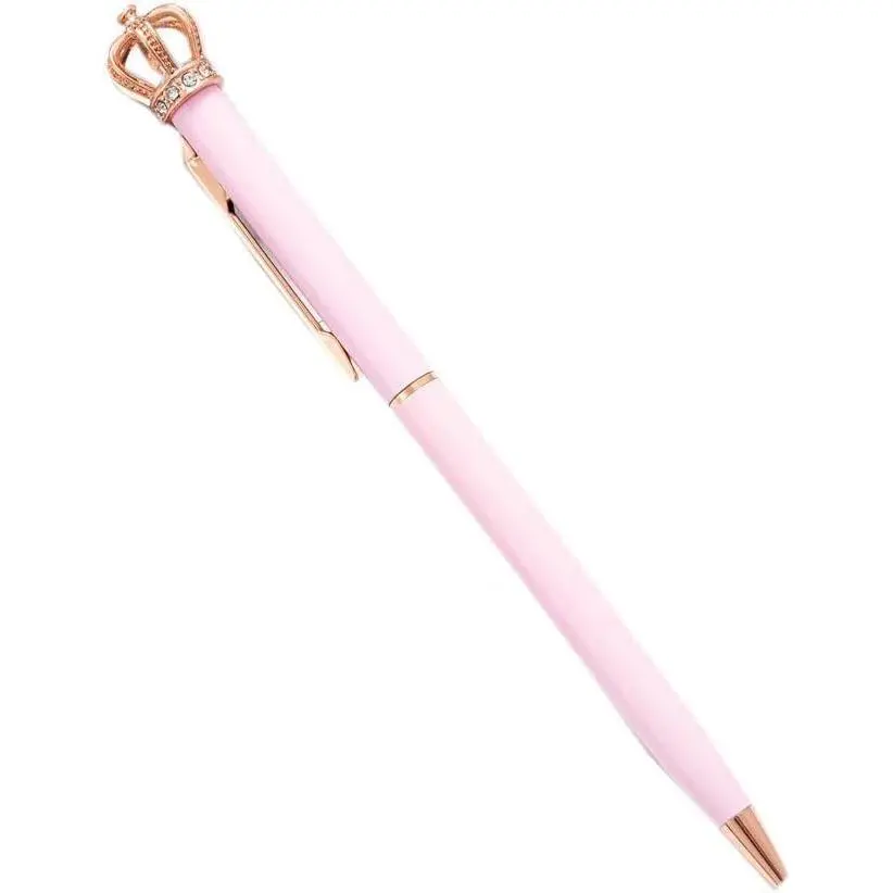 Shiny Metal Crown Ballpoint Pen Cute  Crown Ball Pens School Stationery Office Supplies Women  Girls  Pens and Refills