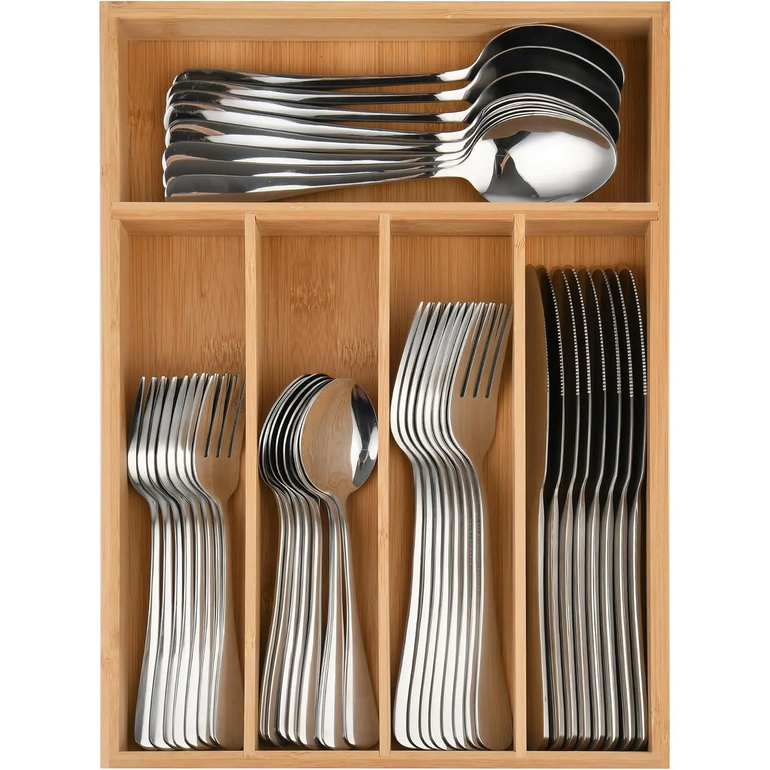 40 count Silverware Set with Drawer Organizer for 8, Heavy Duty Stainless Steel Flatware Cutlery Set, Fork Spoon  Set with Kitchen Essentials Organizer, Rust-proof, Dishwasher Safe
