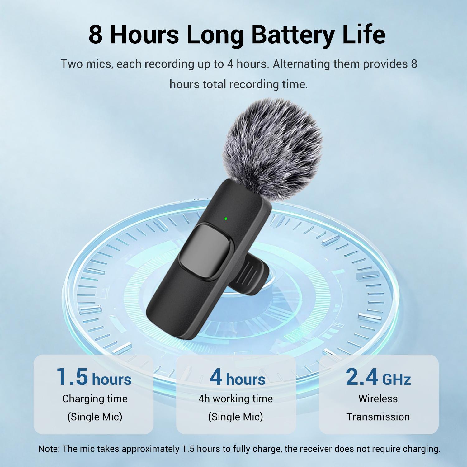 Wireless Mini Lavalier Microphone for iPhone, iPad & Android, Intelligent Noise-Cancelling Plug & Play Lapel Mic for Lightning, USB-Rechargeable Microphone for Short-Video Platforms, Video Recording, Vlogs & Live Streaming, USB Rechargeable Mic