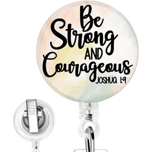 Be  and Courageous Christian Badge Reel - Handcrafted  Verse Religious Badge Clip for ,  Students, Work, or Clinic