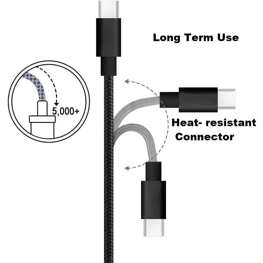 USB Type C , [2Pack] 2FT USB C  Nylon Braided Fast  for Galaxy S10 S9 S8 Plus Note 9 8, Pixel,  Z,  V30 V20 G5, Xperia,  and More (Black, 2 FT)