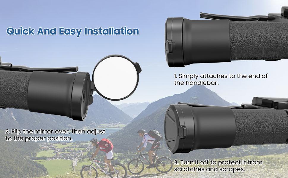 MoKo 2 Pcs Bike Mirrors, 360° Rotatable Bicycle Mirrors for Handlebars Convenient Safe Rearview Mirror Durable Acrylic Silicone Mirror for Mountain Bike Bicycle E-bike Motorcycle Round Handlebar