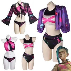 Fantasia Arcane Jinx Cosplay Sexy Lingerie Set Summer 2024 Game LoL TV 2 Disfraz Costume Women Halloween Carnival Party Clothes