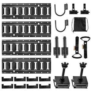 VEVOR E-Track Tie-Down Rail Kit, 4 Pack 1.3 ft E Track Rails, 2 U-Shaped Hooks, 2 Tool Holders, 2 Track Shelf Brackets, 2 Tire Holders, 2 Cable Storage Rings, 8 End Caps & 1 Bag, Fit for Vans Trailer