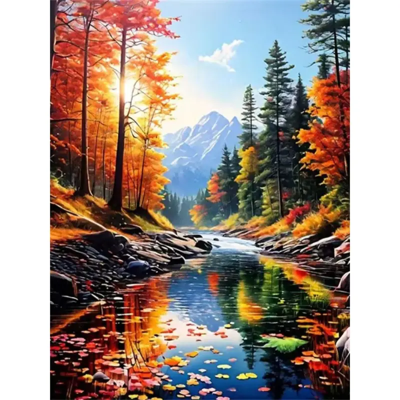 Paint By Adult Numbers Sunset Landscape Mountain Picture Personalized Gifts Handpainted Kits Children'S Room Decoration