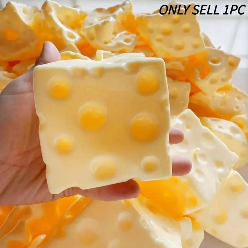 7cm Square Ultra-Thin Cheese Skin, Tpr Shell Decompression Squeeze Toy, DIY Cheese Skin, Birthday/halloween Gift, Perfect Stress Relief Gift for Teens