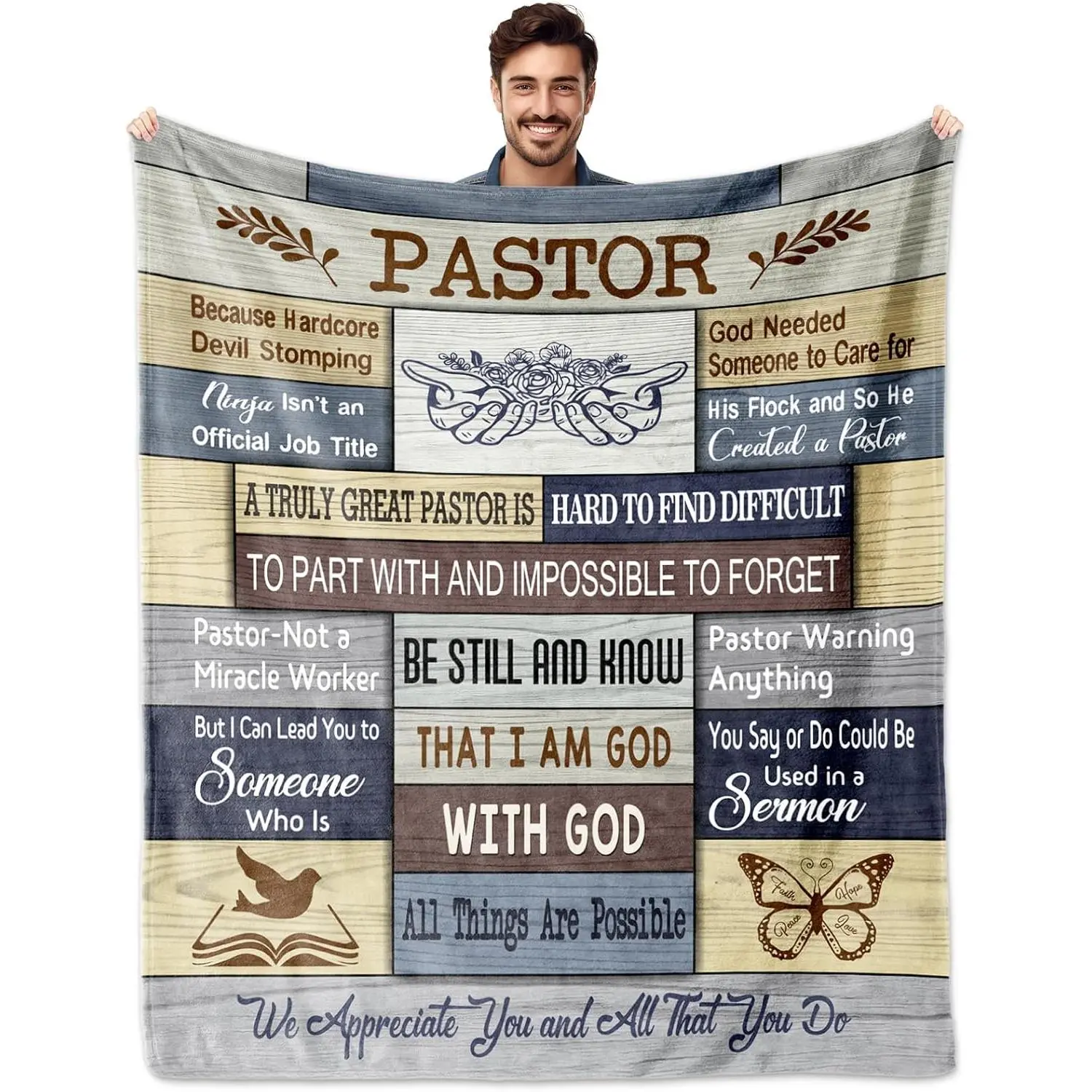 Pastor Gifts for Men, Pastor Appreciation Gifts Blanket 60"x50", Gift for Pastors Men, Pastor's Gift Ideas for Birthday Father's Day Christmas, Christian Religious Present for Pastors