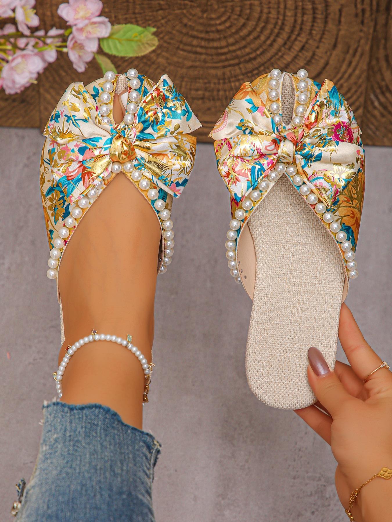 Women's Fashionable Ditsy Floral Pattern Slides, Cute Comfortable Slippers for Daily Wear, Casual Versatile Slippers for Women & Girls, Walking Shoes, Boho Style Sandal, Casual Beach Sandals