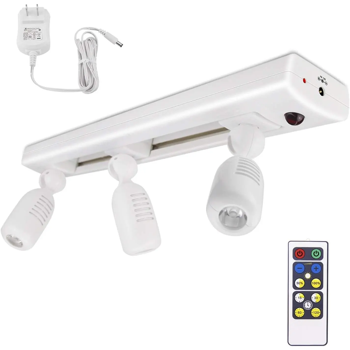 LED Track Light, Dimmable Accent Lighting with Rotatable Heads, Plug in Spotlight with Remote for Lighting up Kitchen Sink Cabinet Gallery Picture Bathroom Basement Artwork