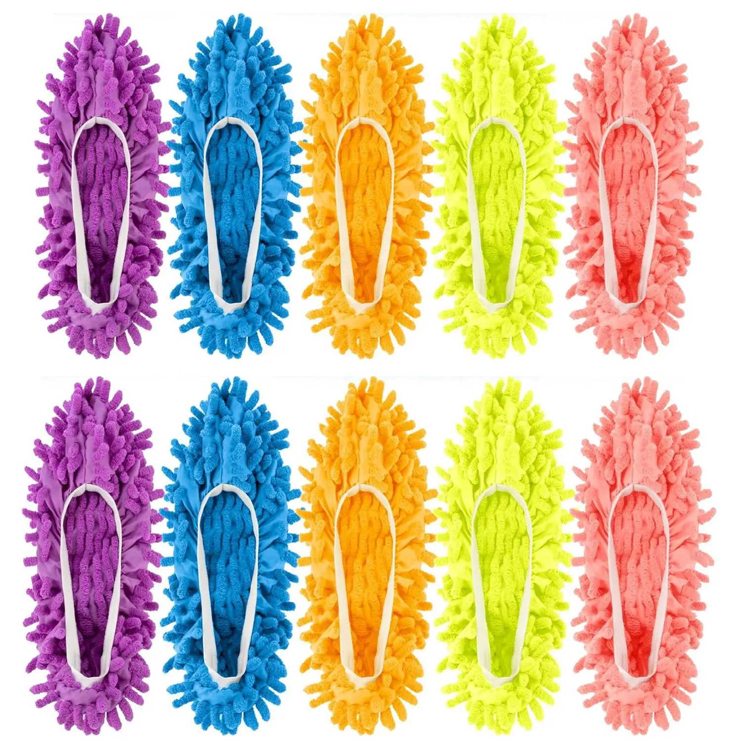 Floor Cleaning Mop Slippers, 5 Pairs Washable Microfiber Mopper Slippers, Dust Mopping Shoes, Household Cleaning Tool for Home Kitchen Bathroom