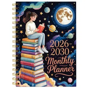 2026-2030 Monthly Planner/Calendar - January 2026 to December 2030, 5-Year Monthly Planner Notebook, Starry Girl Reading Cover Design Journal, Yearly Calendar Planning, Monthly Tabs, 60-Month Calendar, 5.5 x 8.3 inches, Thick Paper, Elastic Cover, Durable