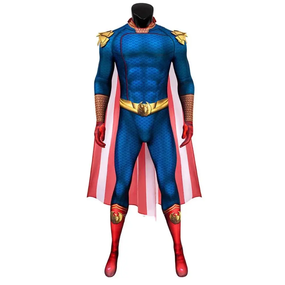 The Boys Homelander Cospaly Superhero Costume Adult Man Halloween Costumes Antony Starr Jumpsuit Cloak Blue Bodysuit