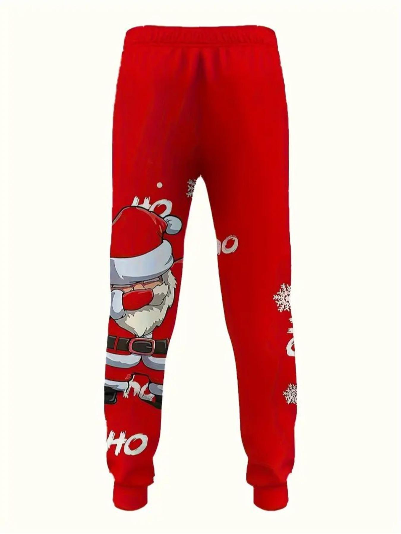 Men's Christmas Print Hoodie Set, Casual Long Sleeve Fitted Design, Drawstring Pocket Pants, Perfect Gift for Fall & Winter