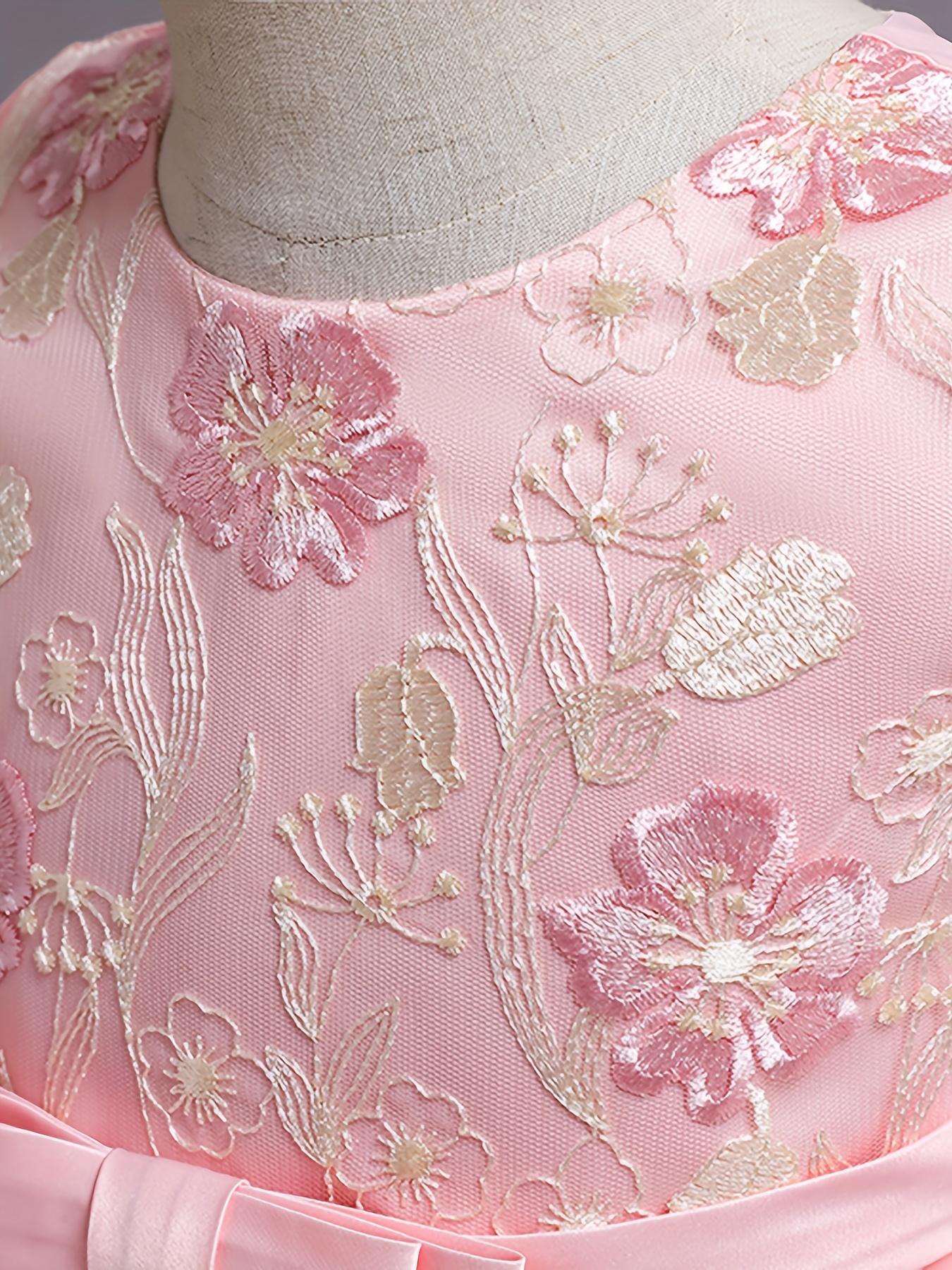 Formal Occasions Girls Mesh Embroidered Puffy A-line Princess Dress Birthday Evening Party Wedding Flower Girls Party Dress Gifts  Gifts