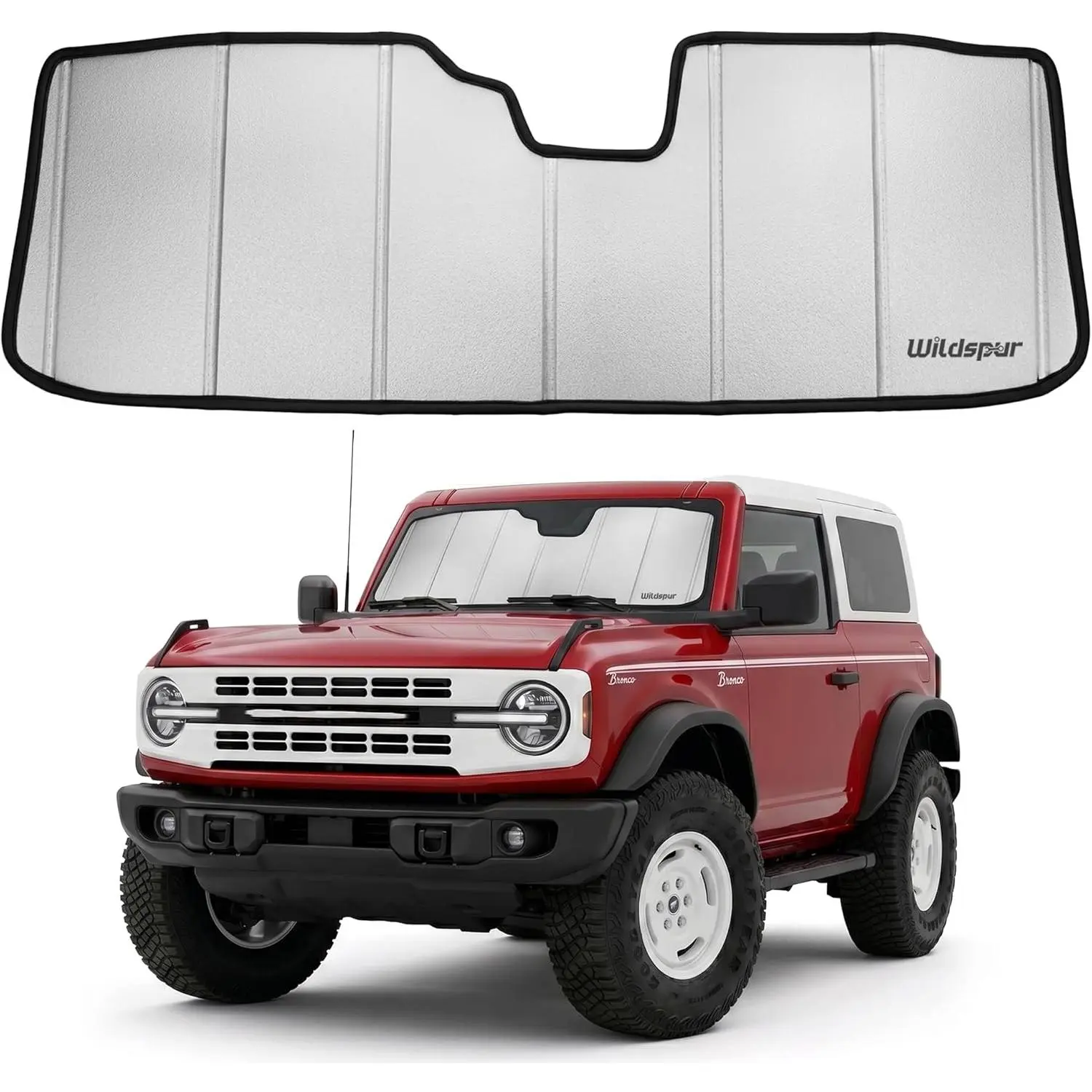 Custom Fit Windshield Sun Shade for Ford Bronco 2021-2025, UV Protection, Instant Setup, Multi-Layered Thermal Barrier Automotive Front Window Sunscreen