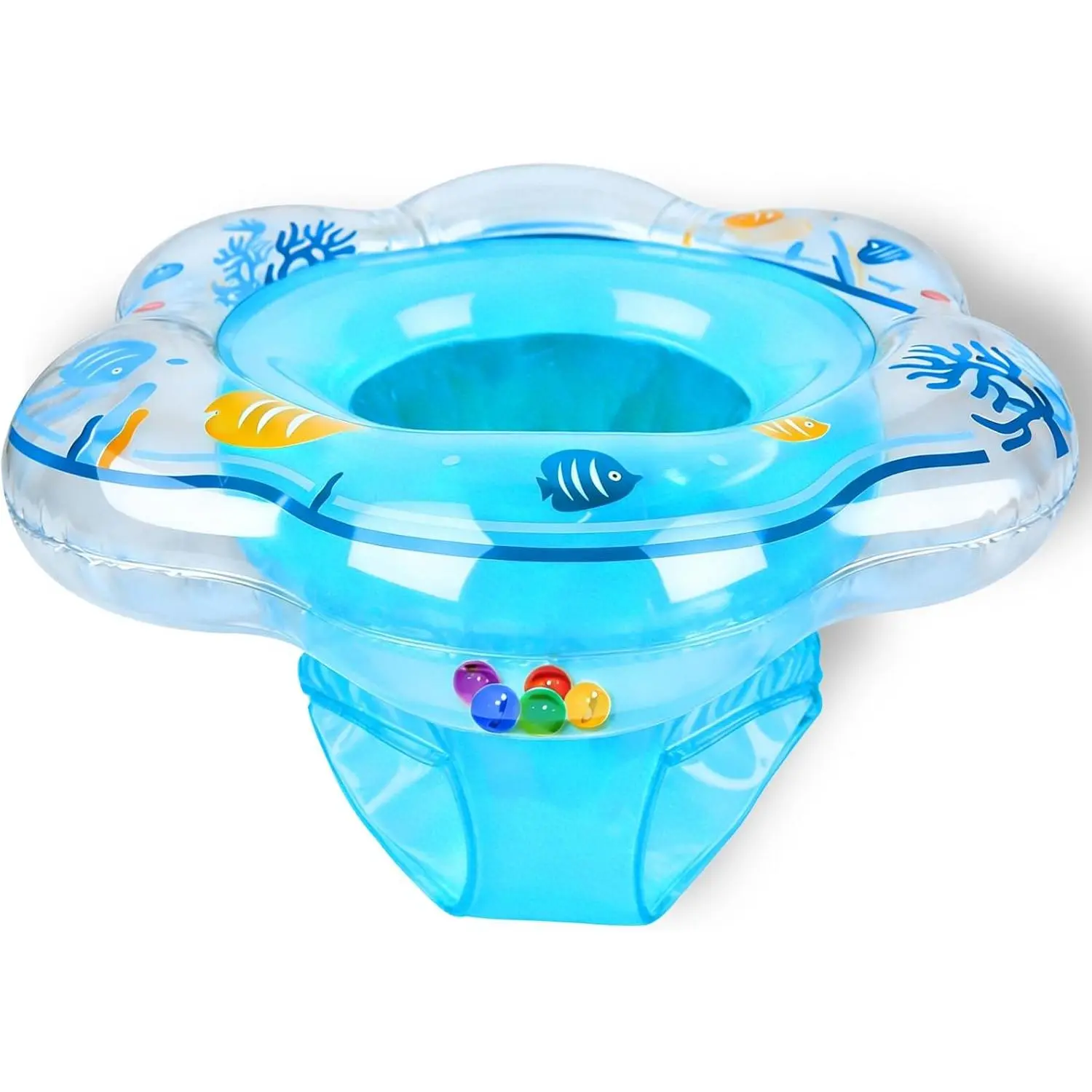 Inflatable Baby Pool Pneumatic Car-Shaped Swim Float with Sun Canopy, Safe Seat, Double Airbag for 6-12 Months Infants Swim Training, Bathtub Water Play Accessory