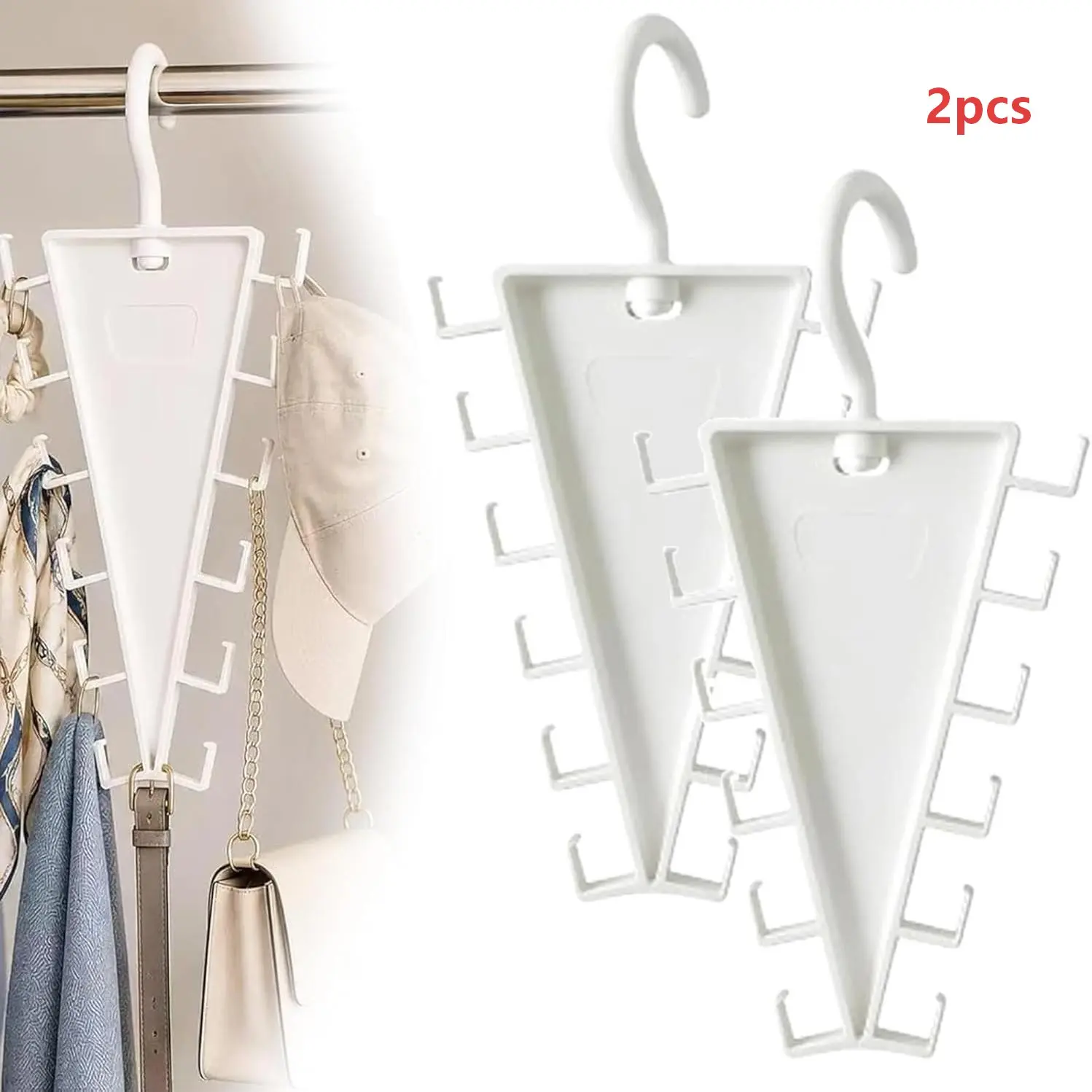 2-piece V Shaped Double-Sided Closet Organizer Hanger, 360° Rotatable Space Saving Clothes Hanger Organizer, Multi-Layer Vertical Clothes Storage Rack for Shirts, Jackets, Hats, Scarves