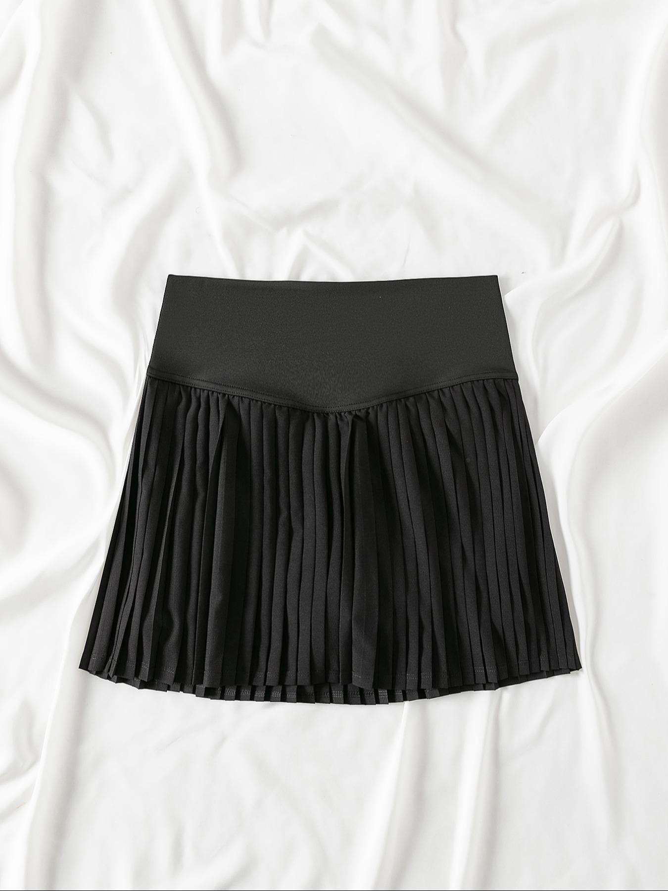 Women's 2-IN-1 Pleated Sports Skorts, Sporty Solid Comfy Quick Drying Gym Shorts for Summer Tennis Exercise Workout, Summer Clothes Women, Ladies' Sportswear Clothing