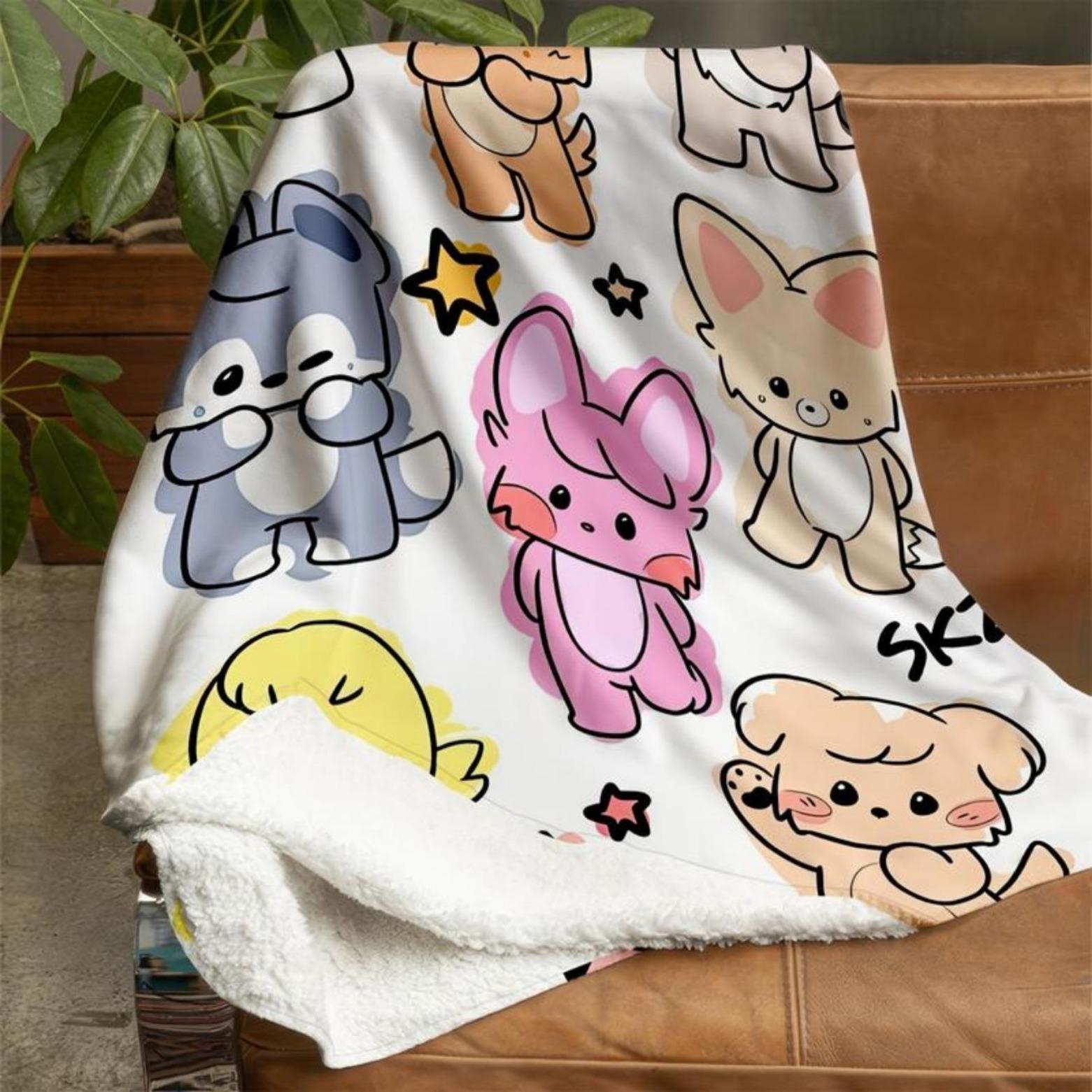 Soft Funny Throw Blanket Cozy Flannel K-POP Idol - Cartoon Design,Machine Washable For All Seasons