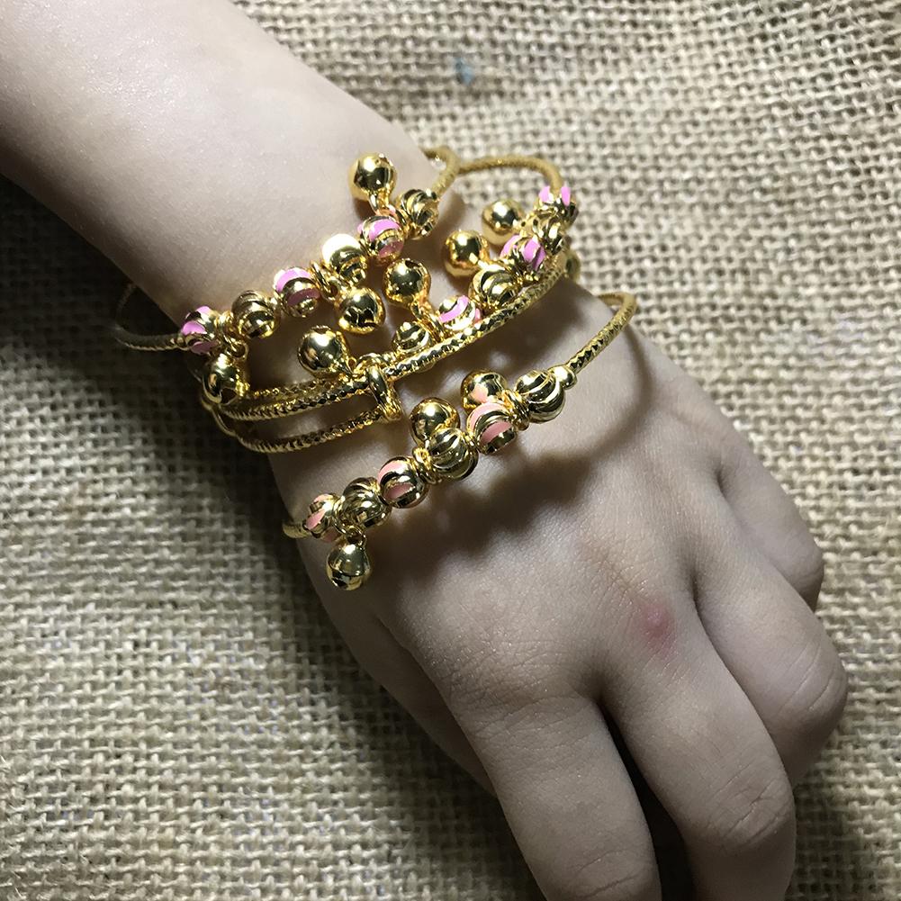 4pcs Baby Bangles Heart  Dubai Gold Color Bangles Kids Bracelet Luxury Bracelet Dubai Bangles Child Jewelry Birthday Present