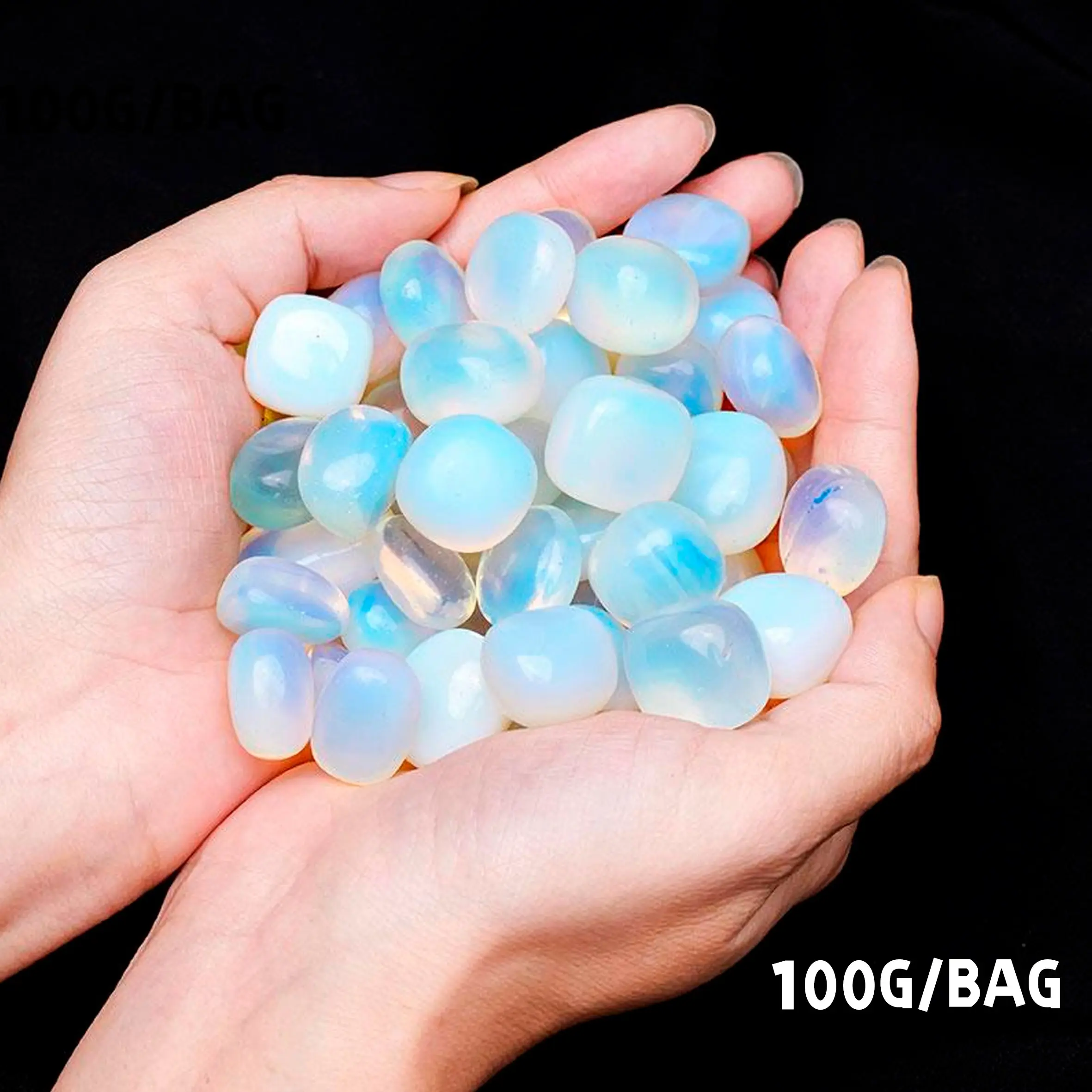 Opal Agate Tumble Gemstone, 100g Bag Healing Stones, Premium Polished Rolling Decorative Stone for Garden Decoration, Gardening & Aquatic Decor, Decorative Ornaments, Ca Prop-65 Compliant