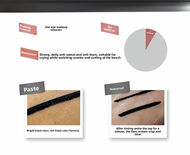 Waterproof and sweat-resistant liquid eyeliner, not prone to smudging, long-lasting, quick-drying, smooth and highly pigmented