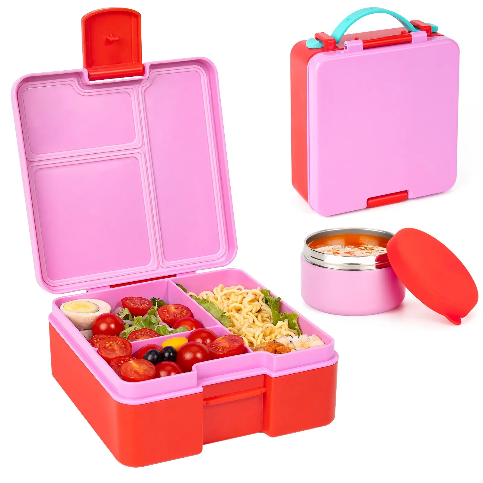 Large Capacity Lunch Box with Dividers, Sealed Fruit Container, Ideal for Work, School Season, Kitchen, Restaurant Food Storage, Includes Soup Pot