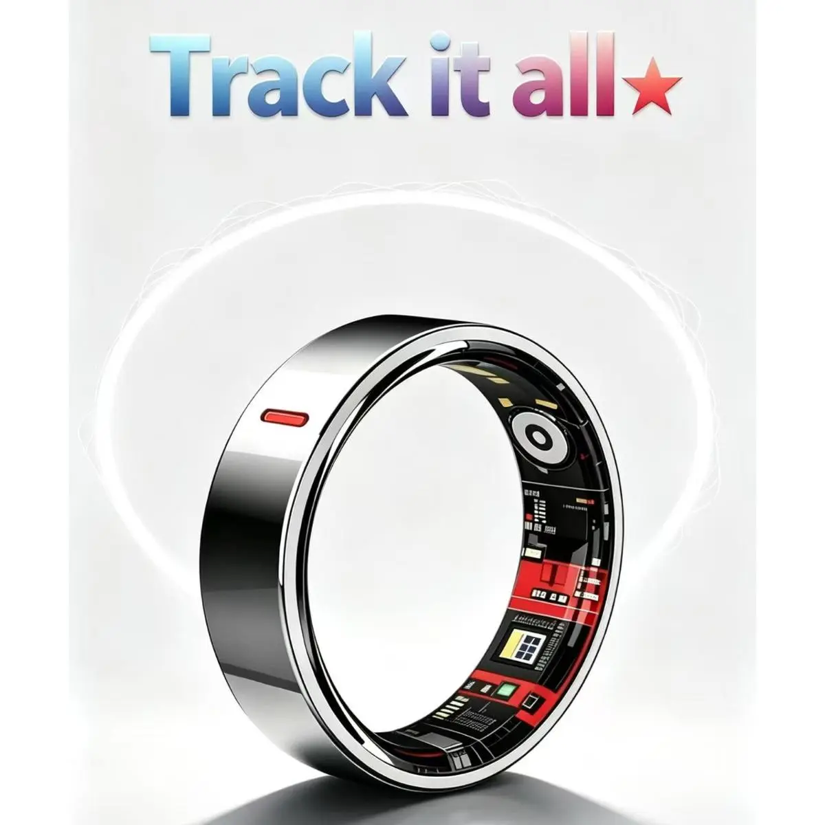 Smart ring for monitoring heart rate, blood oxygen level, blood pressure, blood sugar, sleep, HRV, health, step count, exercise and Bluetooth connection