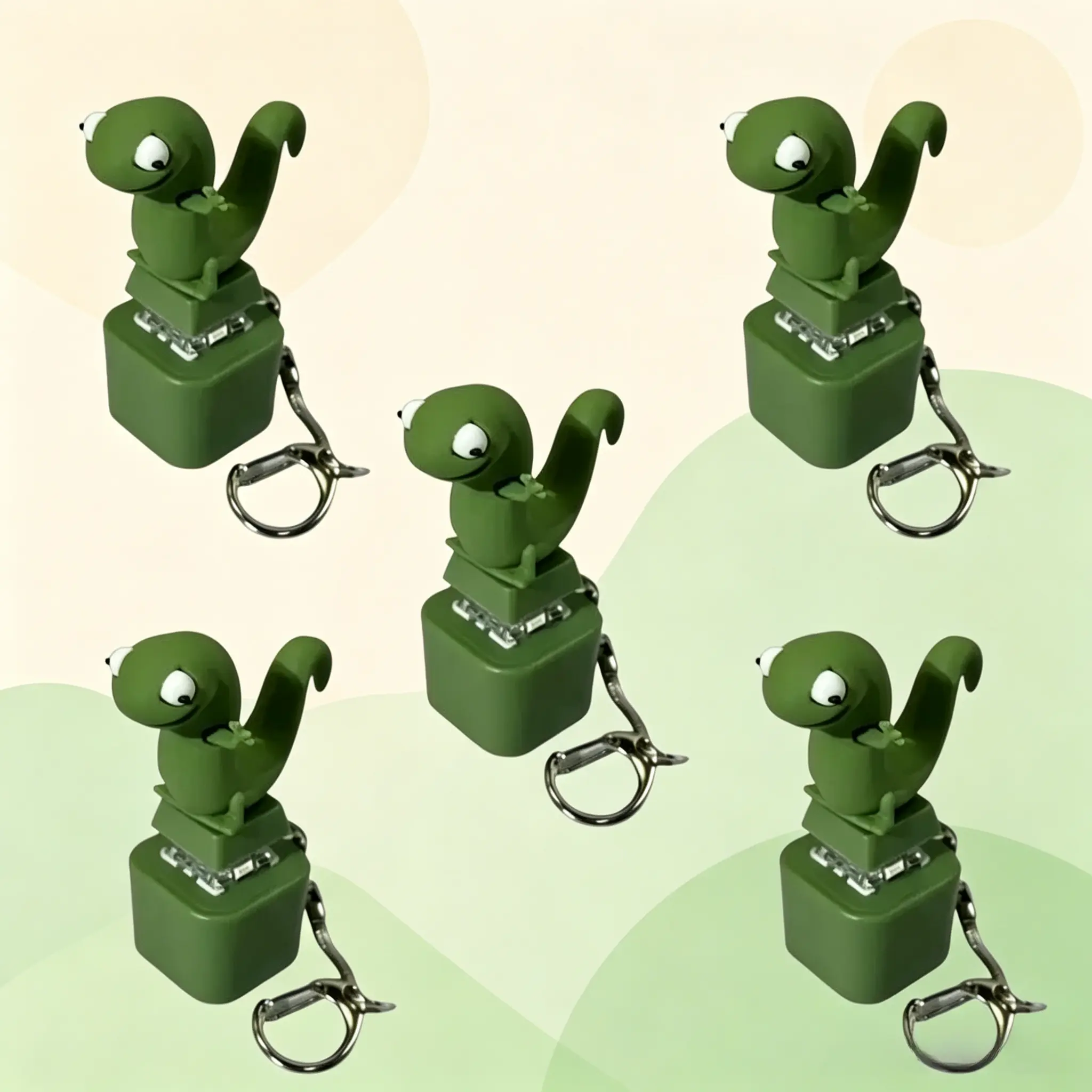 Cute Waving Lizard Sound Light Keychain, Mini Press Activated Color Changing LED Stress Relief Toy With Animal Croak Sound, Portable Pocket Size Bag Charm Accessory, Small Novelty Tabletop Ornament For Kids Teens Birthday Holiday Party Favor Gift