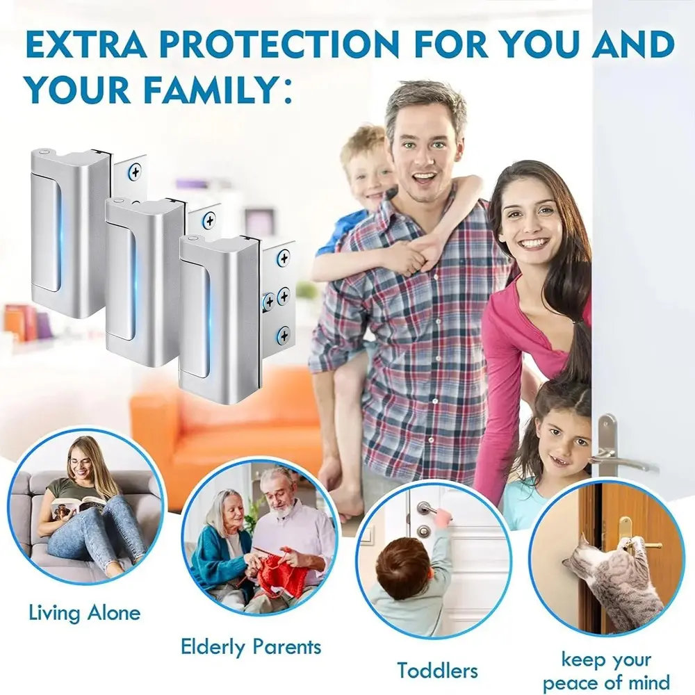 2 Piece Child Safety Home Lock, 800 Lbs Strength, Kick-Proof Night Lock, Easy Installation, for Bedroom and Front Door, Family Protection