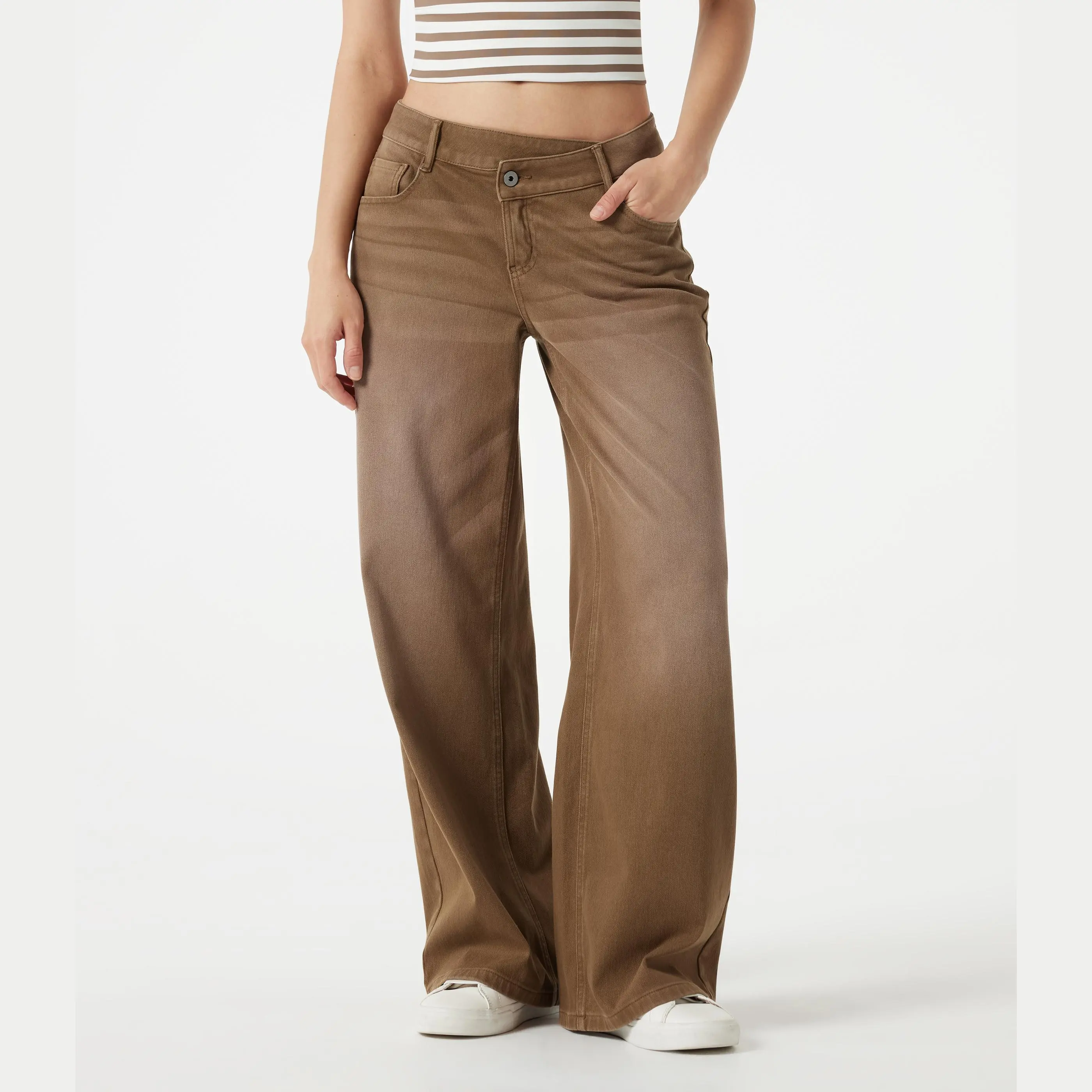 【Creator’s Pick】Halara Flex Asymmetric Low Rise Wide Leg Colorful Washed Casual Jeans with Pockets