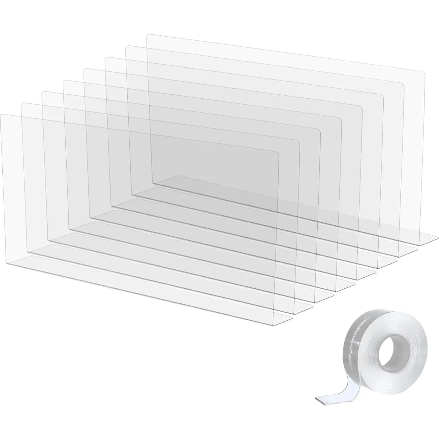 Under Bed Blocker (8 PCS), 16'' L × 7.9'' H Clear PVC Under Couch Blockers with Strong Adhesive, Toy Pets Couch Blockers with Smooth Edge for Under Furniture Stoppers, Easy Installation