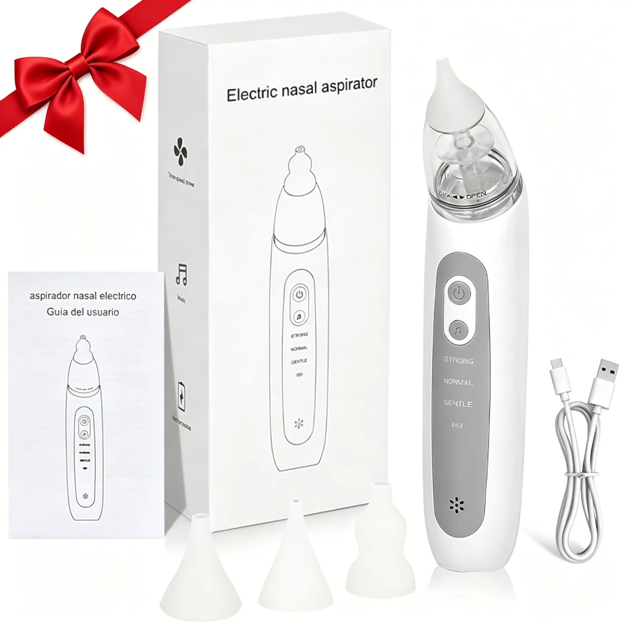 Multi-functional electric nasal aspirator, efficient handheld silicone cleaner for removing nasal secretions, USB rechargeable, adjustable suction, portable, Convenient with music feature, suitable for everyday home use