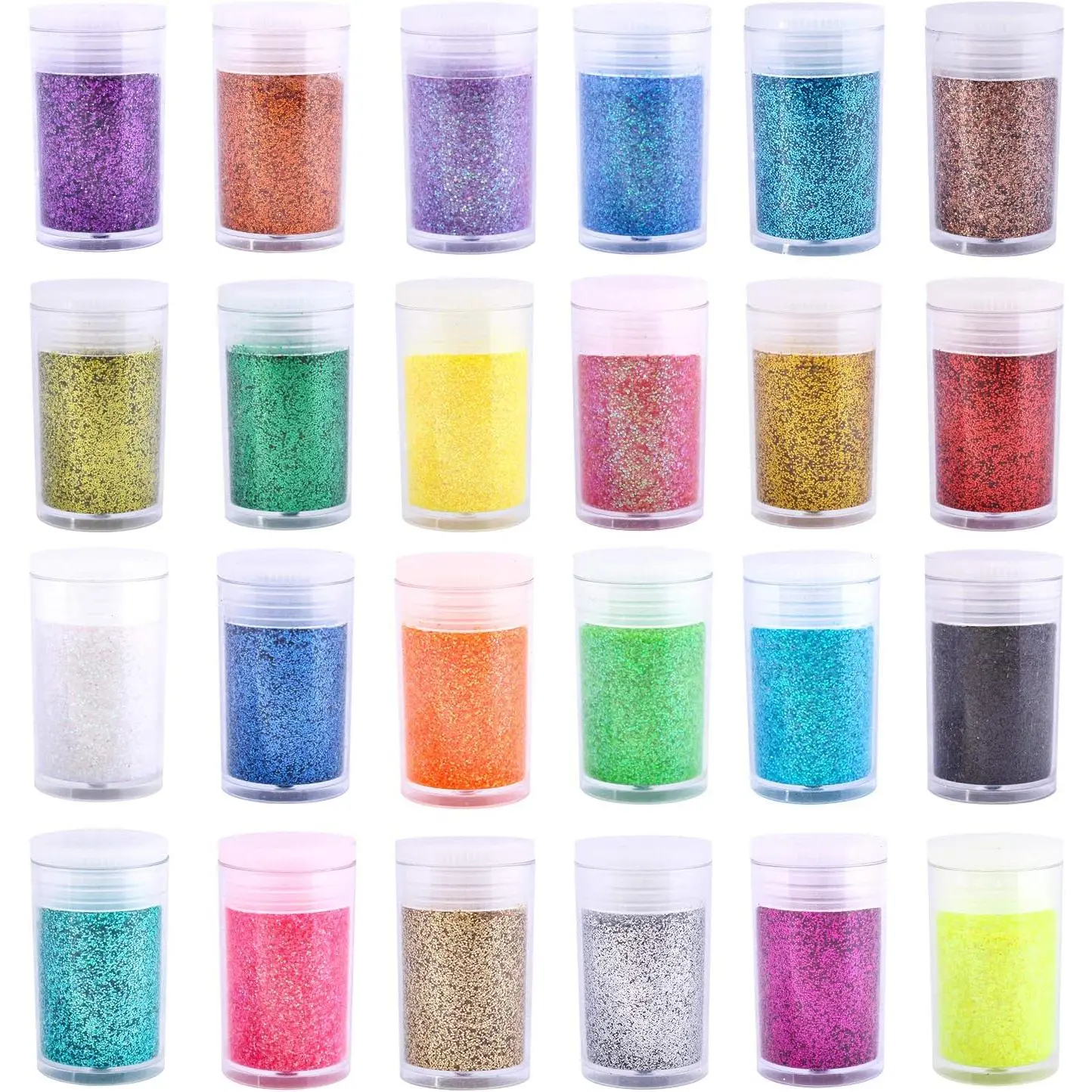 24-Color Extra Fine Glitter Powder Set - 8g Loose Glitter Shakers with Flatback & Bead for Nail Art, Resin Crafts, Vibrant Shine Beauty Applications (Face, Body, Hair, Eye, Lip Gloss Makeup)