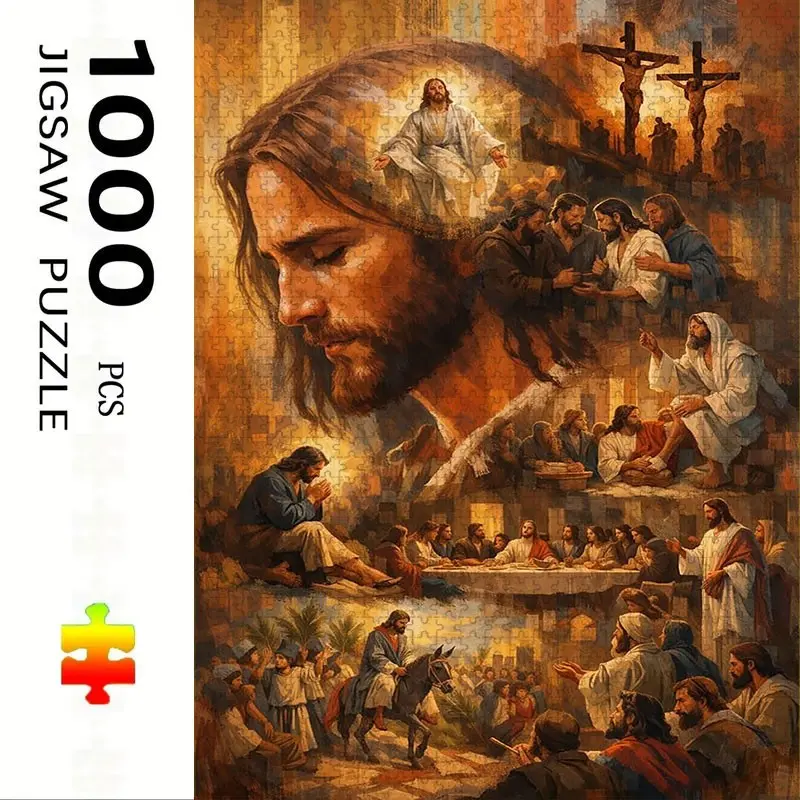 1000 Piece Jesus' Life Puzzle, Large Adult Family Interactive Toy, DIY Home Decor Brain Challenge, Festive Scene, Durable Puzzle