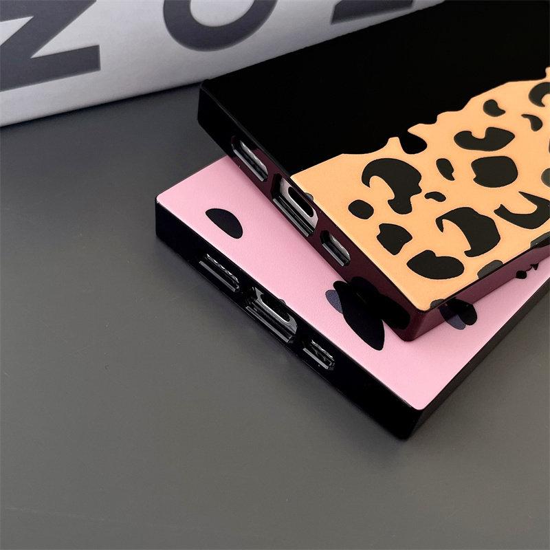 Patchwork Pink & Leopard Print Phone Case for use with iphone 17 air 16 pro max 15 plus 14 pro 13promax Sharp-edged Square phone cases for iphone12/11 XS /XSMAX phone case for Mens girlish/girly trending Y2K
