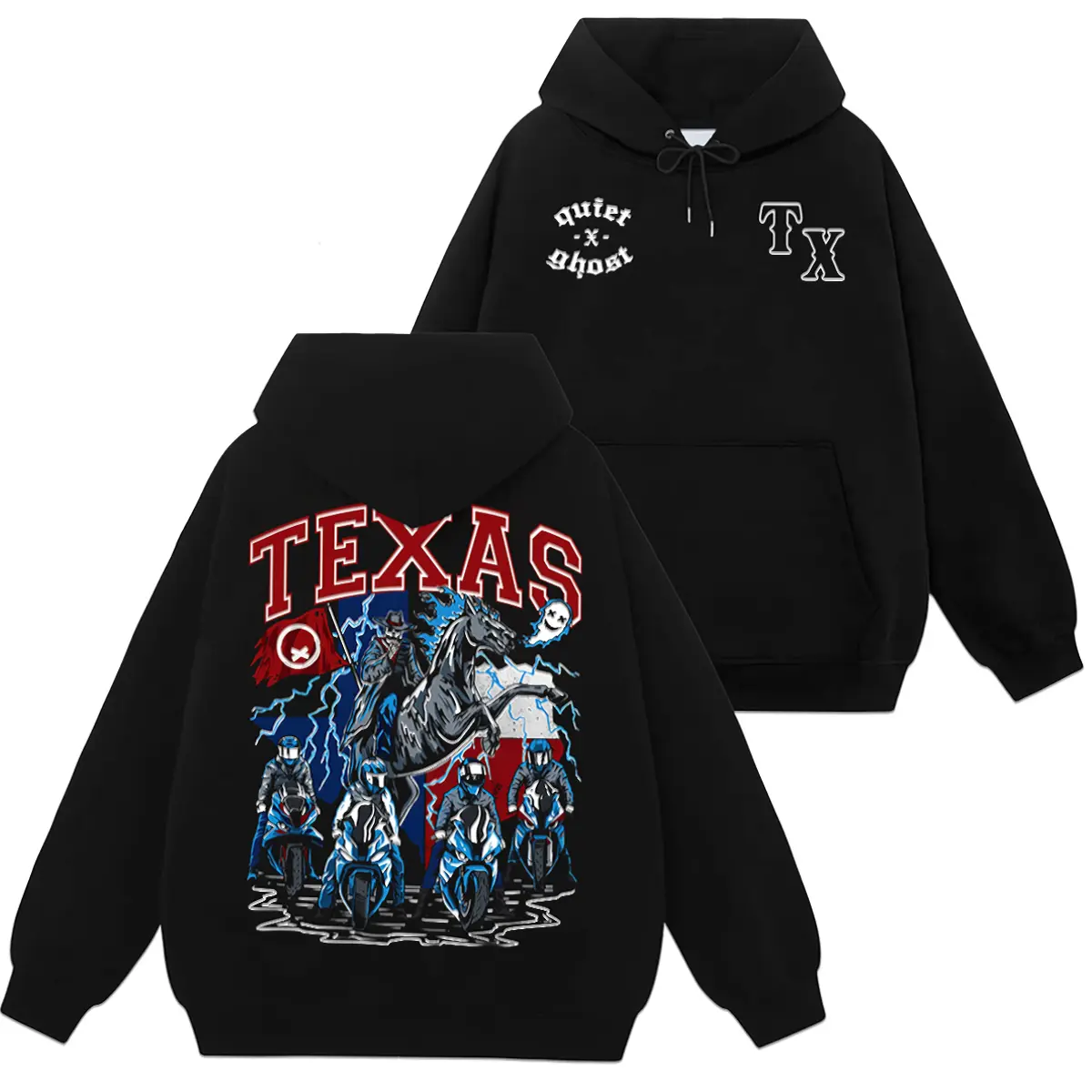 Texas Racing Graphic Hoodie |   Sweatshirt |   T-Shirt, Quiet X Ghost Pullover Sweatshirt, Casual Tops, Gift For Him & Gift For Her