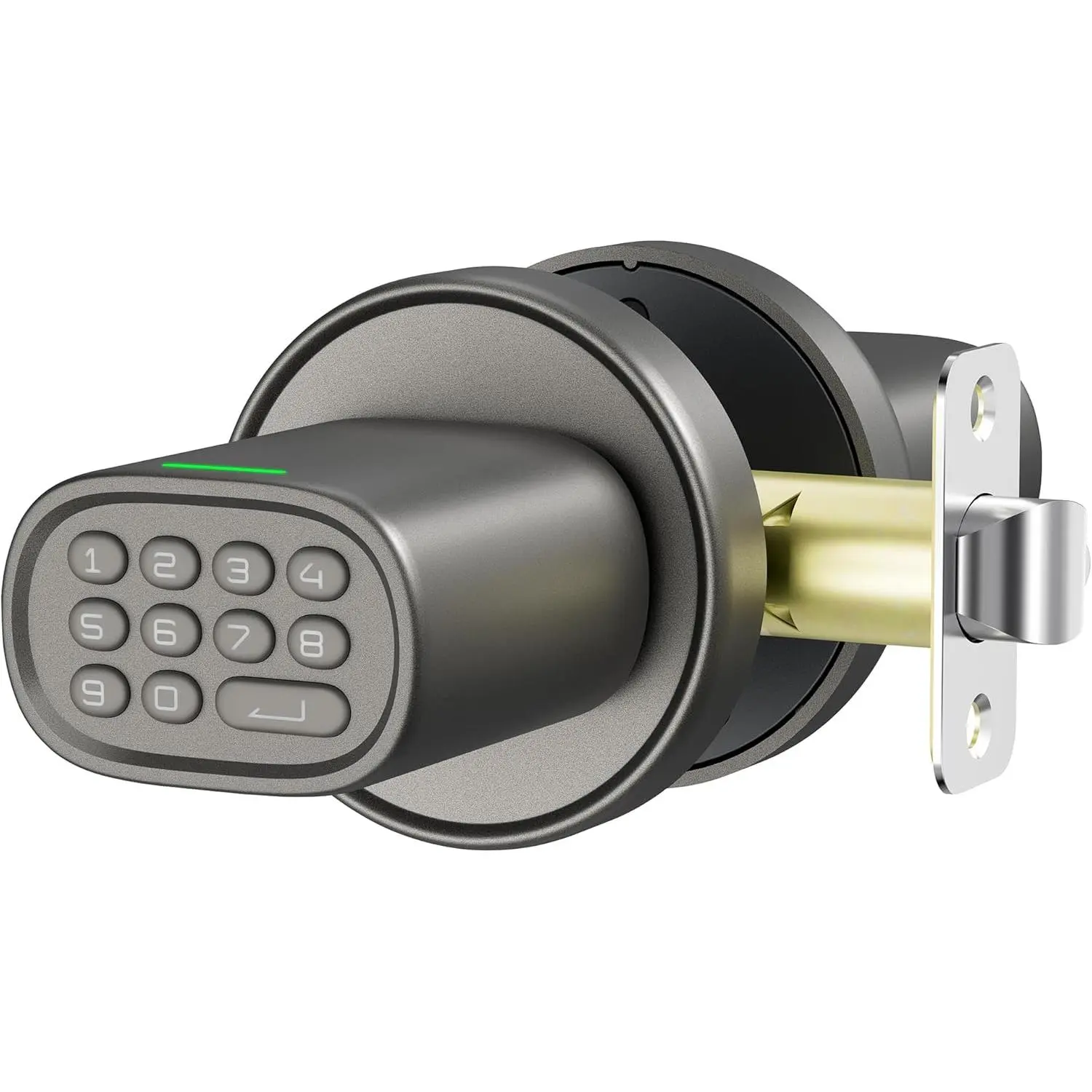 M1 Door Knob with Keypad Keyless Entry for Interior, Titanium | 4x  Alkaline , Electric Door Hanlde, Auto-Lock, for Bedroom, Garage, Office, Pantry Door, Interior Door Lock