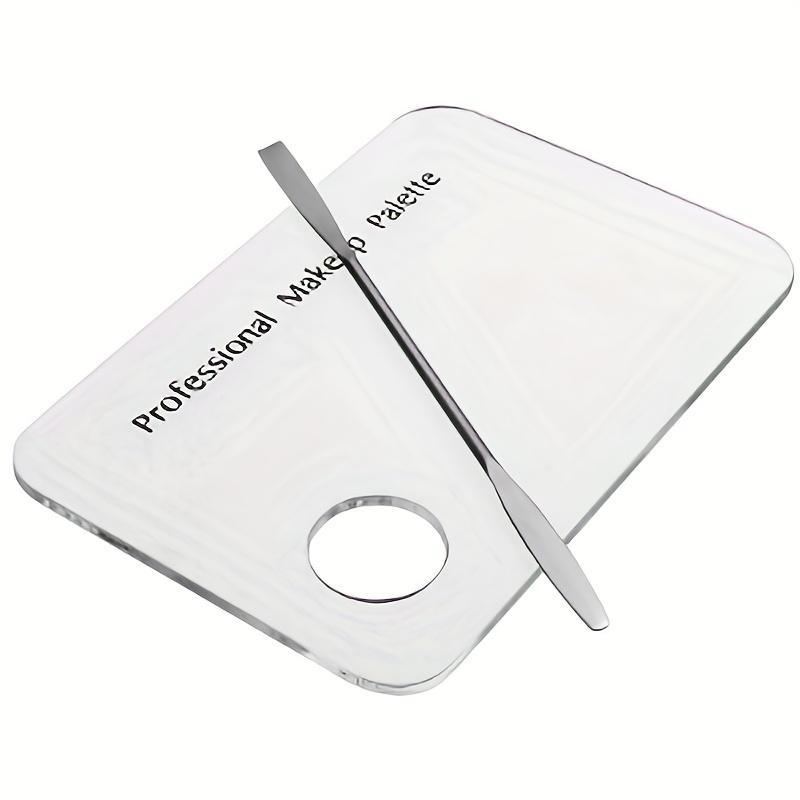 Professional Eyeshadow Tool Makeup Tool for Women, 2 Counts/set Clear Makeup Mixing Palette Tray with Stainless Steel Mixing Stick, Durable Acrylic Cosmetic Tools Set, Eye Makeup Accessories, Valentine's Day Gift