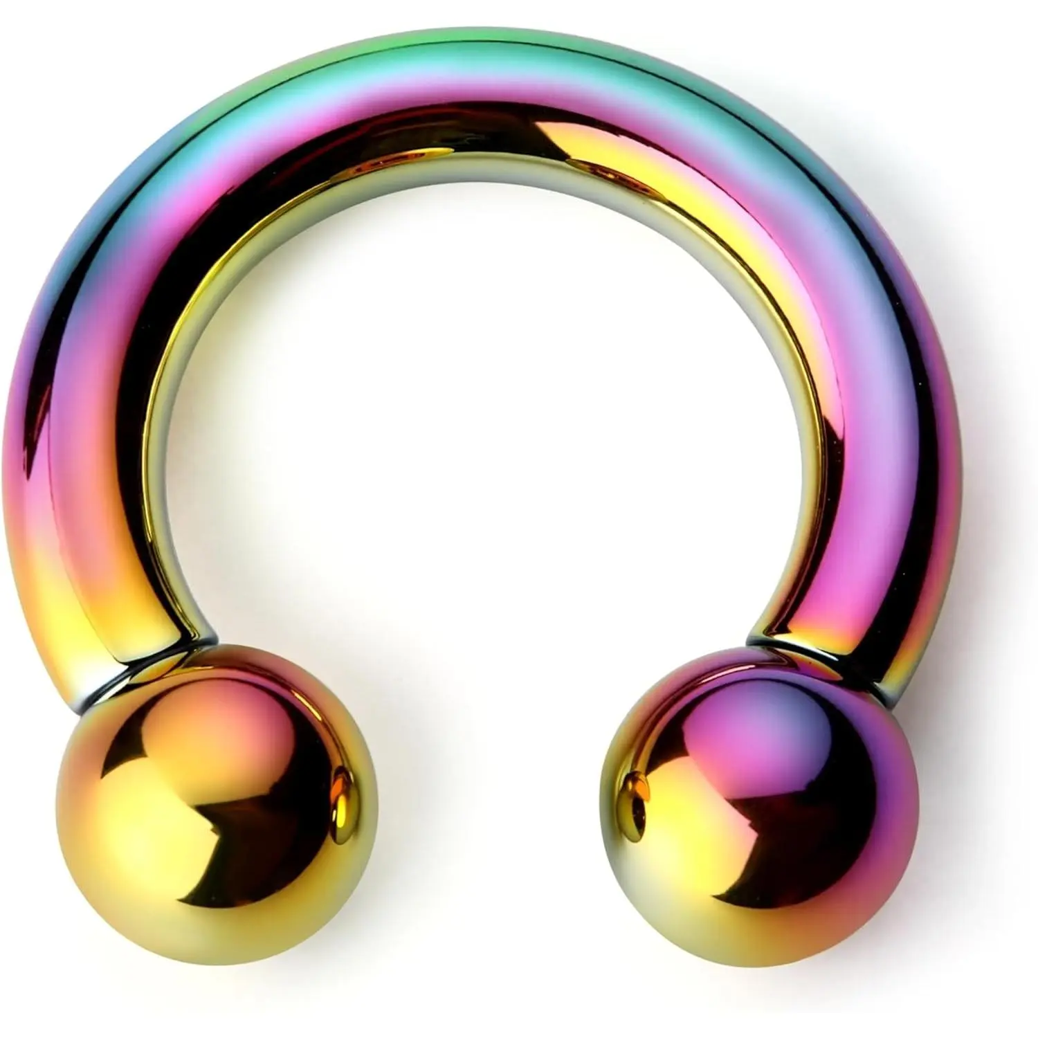 Anodized Septum Rings, G23 Titanium Nose Ring Horseshoe, Large PA Ring 6G 8G 12G, Internally Threaded Circular Barbell Stretched Gauges for Ears, CBR Body Piercing Jewelry for Women Men