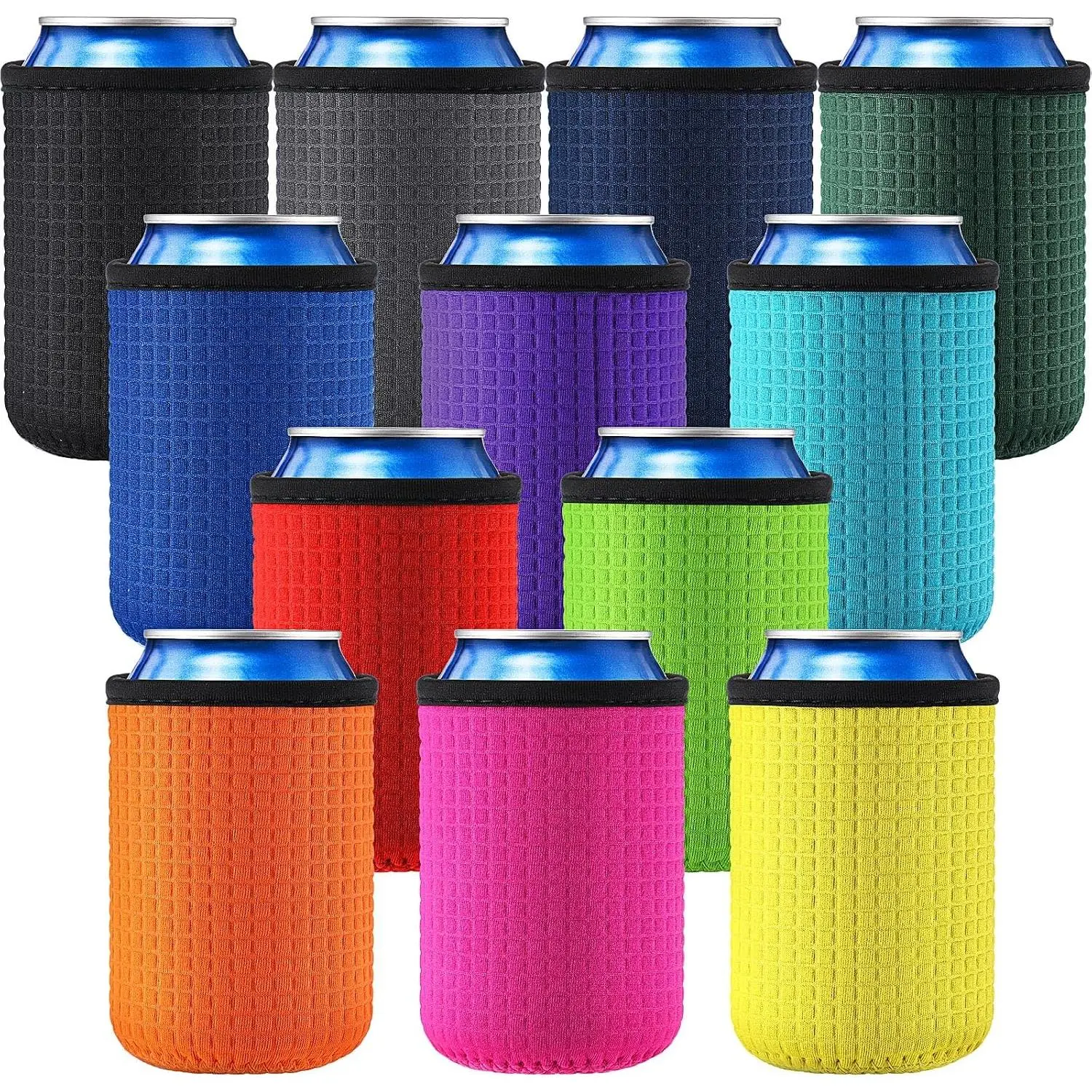 12 count 12oz Insulated Can Sleeves  Can Cooler Sleeves, Non-slip Neoprene  Bottle Cover Coolers for 12oz Standard Soda, , Energy Drinks and Water Bottle, Multicolor