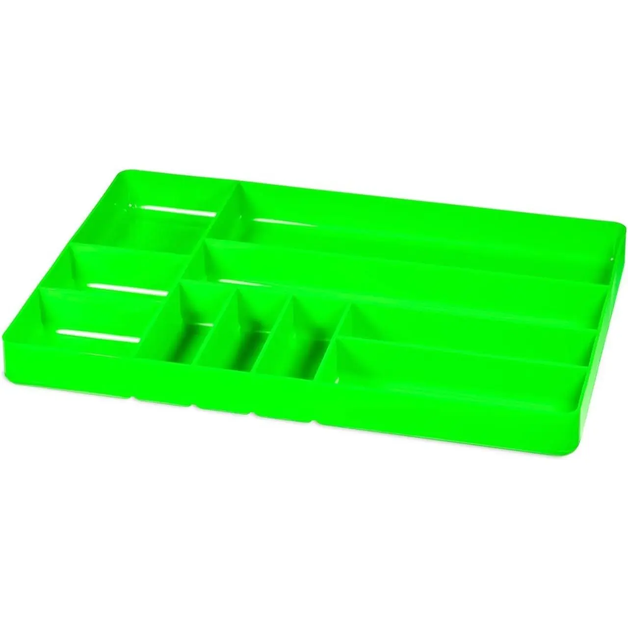 Heavy-Duty 10-Compartment Green Storage Tray - Durable Industrial Tool Organizer for Garage, Workshop Workbench - Made in the USA