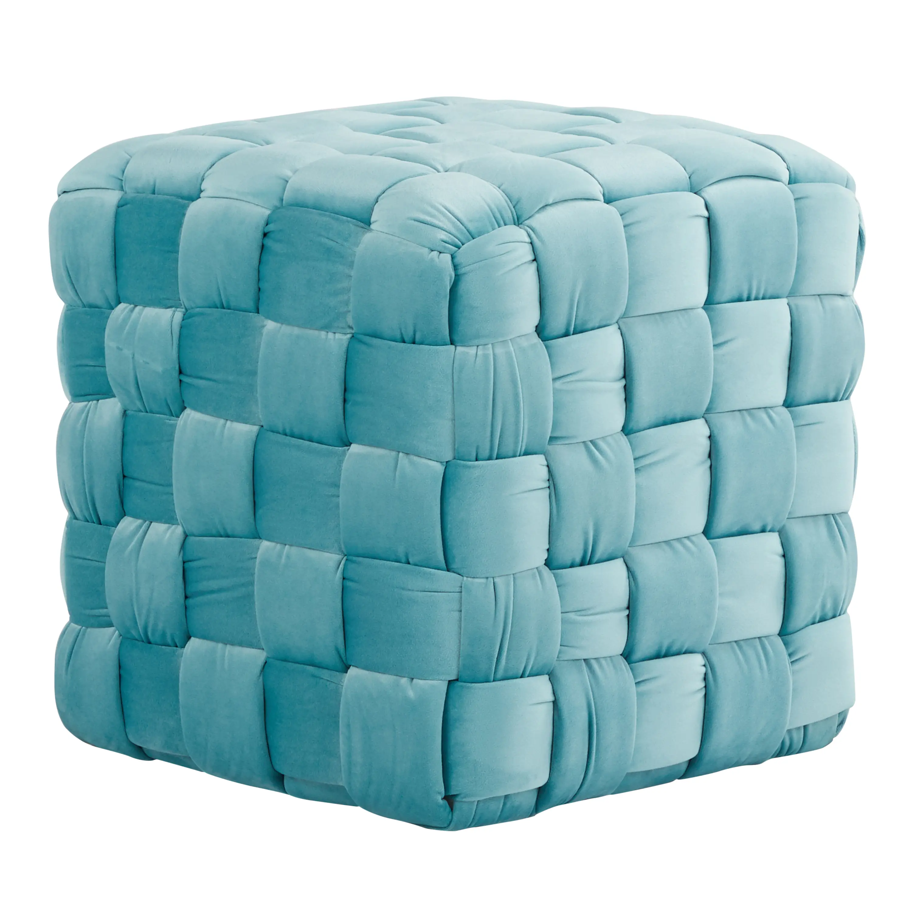 ARCH Square 16 Inch Ottoman Ice Blue Velvet Footrest Stool for Living Room Bedroom Nursery, Modern Upholstered Foot Stool with Sturdy Base, Compact Accent Seating, 16x16x16 Inch, 1 Pack, Home Furniture and Household Product Search Terms