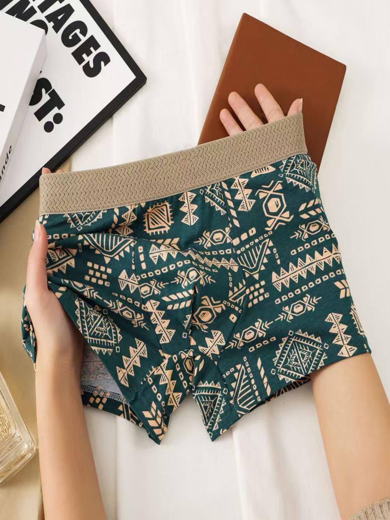 Men's All Over Print Boxer Briefs Set, Printed Boxer Briefs, Breathable Comfortable Underwear for Daily Wear, Casual Men's Underwear for All Seasons, Print Boxershorts