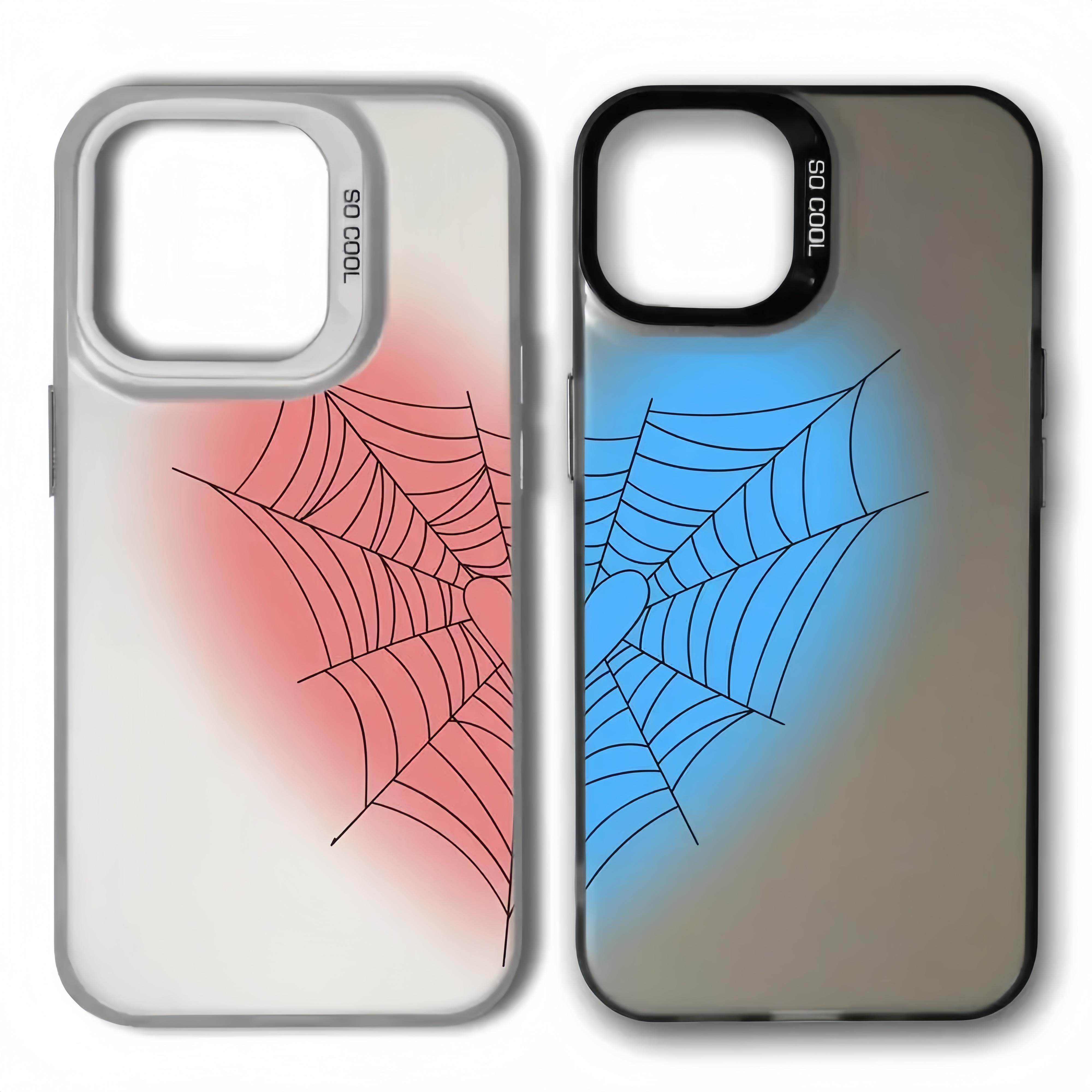 Love Spider Web Phone Cases for iPhone 11-17 Pro Max/ Plus/ Samsung S22-S25 Ultra Protective Case - Shockproof Cover, Couple Gift, BFF Gifts Cellphone Smartphone for Boys Girls