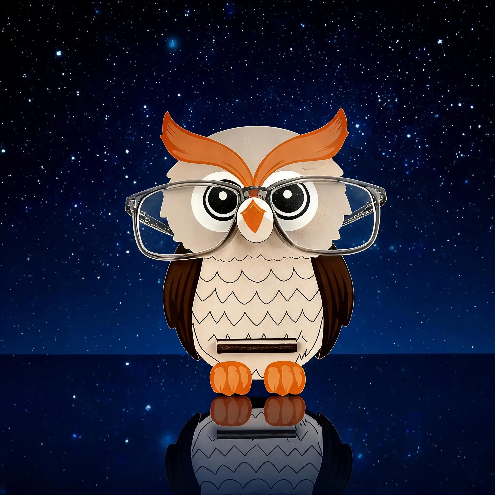 Cute owl shaped glasses holder, cartoon animal shaped glasses holder, wooden owl shaped glasses holder, fashionable glasses display stand, home desktop decoration, Desktop Accessory