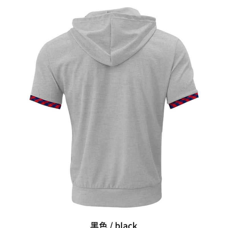Short-sleeved Men's T-shirt, Sports and Leisure Fashion Solid Color Hooded Polo Shirt for Men