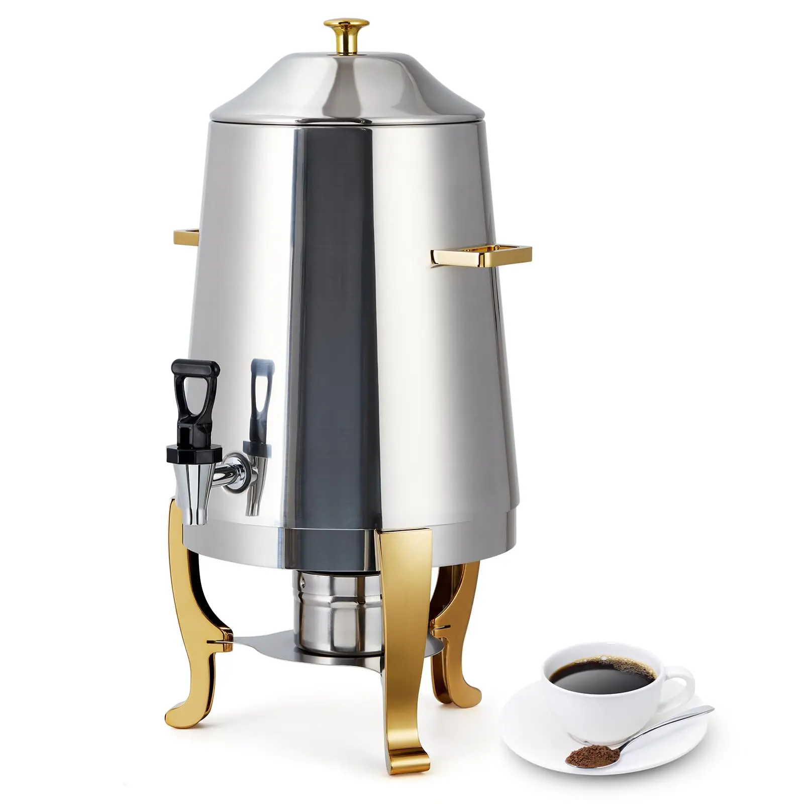 GARVEE 3.4 Gallon Stainless Steel Insulated Drink Dispenser with Spigot - Single Head Hot & Cold Beverage Dispenser for Coffee, Tea, Water - Commercial Coffee Urn & Party Water Cooler in Gold